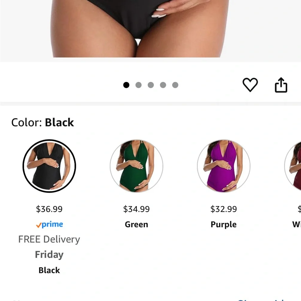 Black Maternity One-Piece Swimsuit - Picture 3 of 4